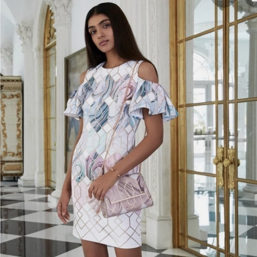Ted Baker London Multicolor Geometric Long Sleeve Dress